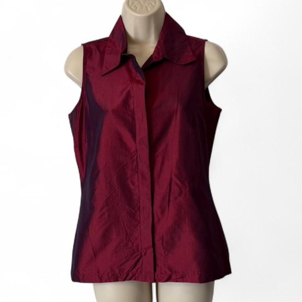 Vintage Express‎ Silk Iridescent Burgundy Sleeveless Top